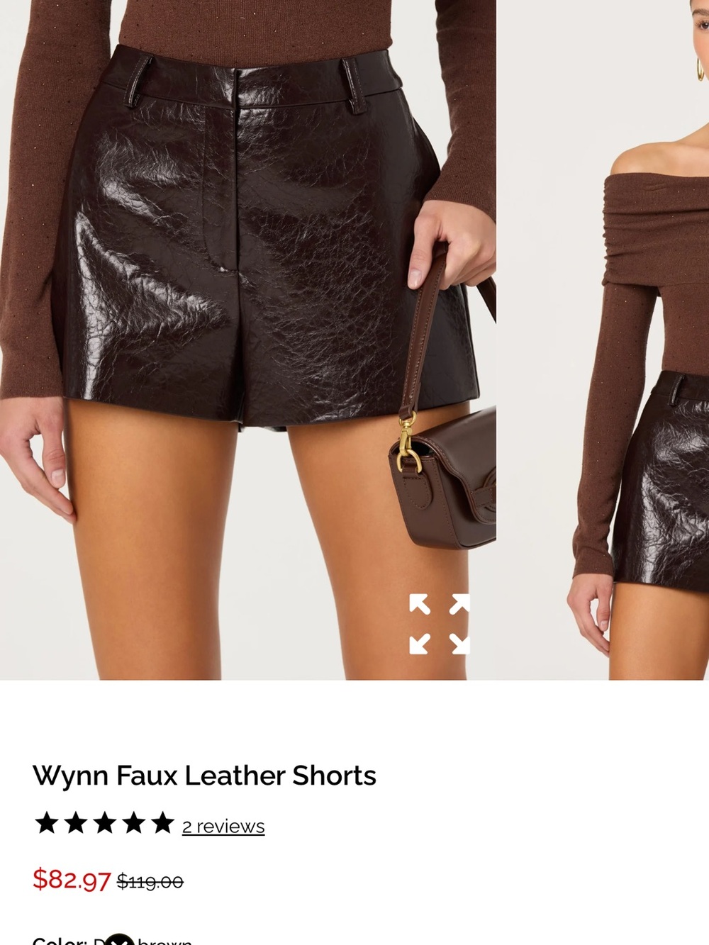 NWT Astr the Label High-Waist Faux Leather Shorts — Dark Brown